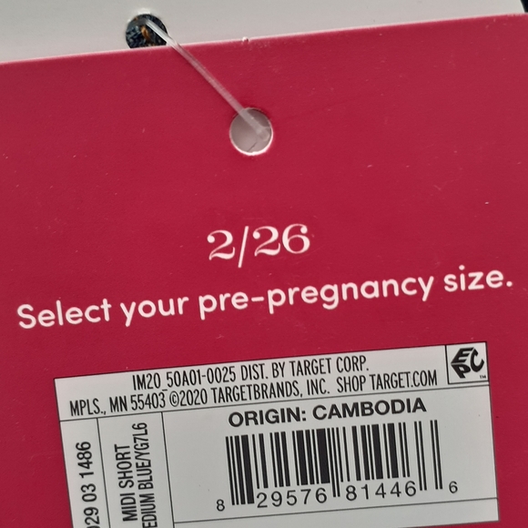 Size 2 NWT Maternity Midi Shorts Medium Blue Denim Crossover Panel - Picture 3 of 12